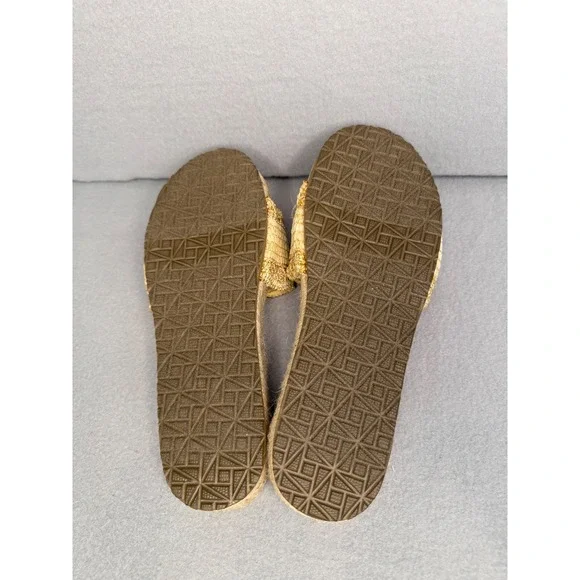 Haute Hippie Nyssa Gold Woven Espadrille Slide Sandals Womens 8.5M Buckle Boho - Picture 7 of 8